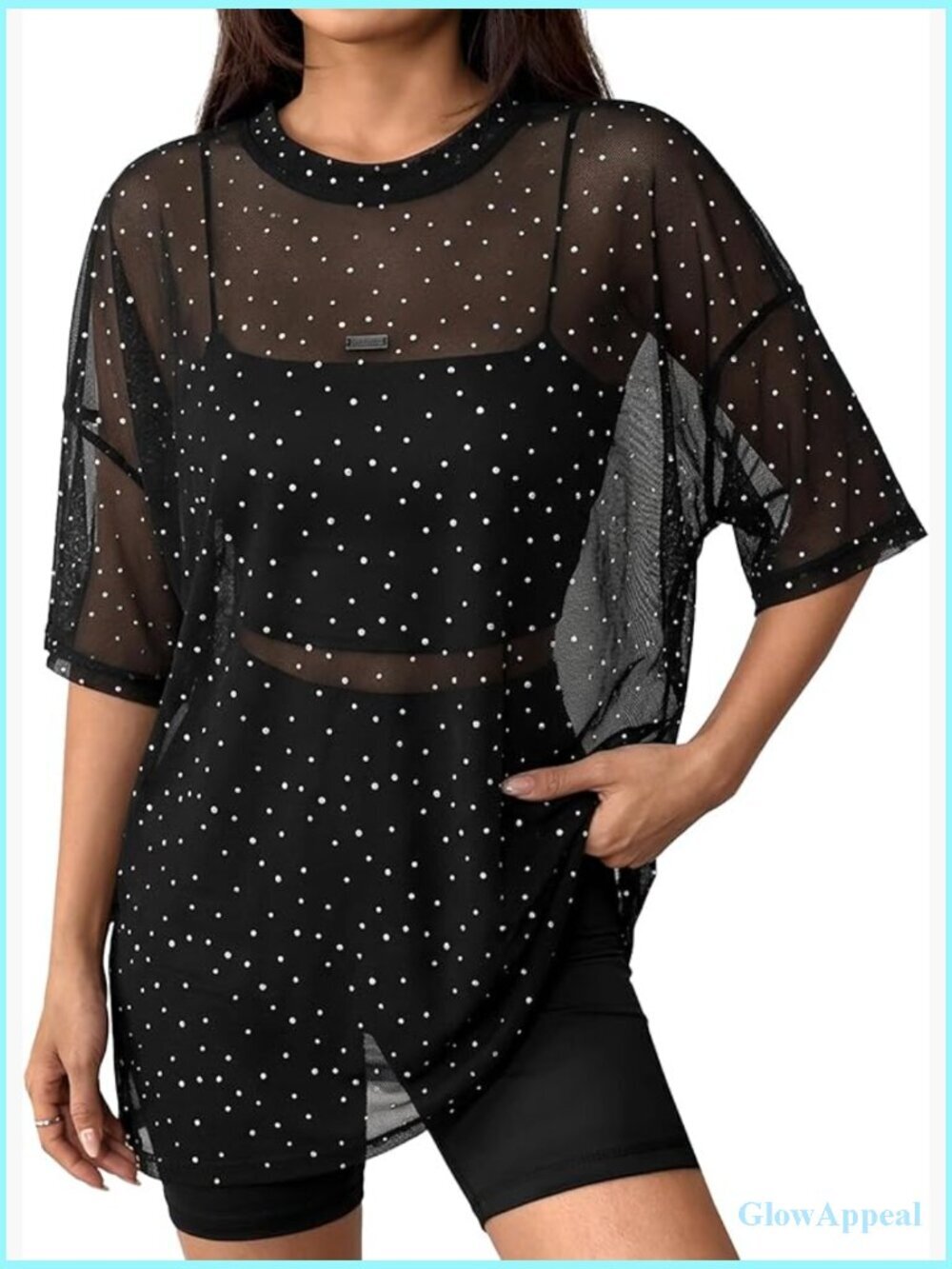 Sheer Mesh Oversized T-Shirt Short Sleeve See Through Tee